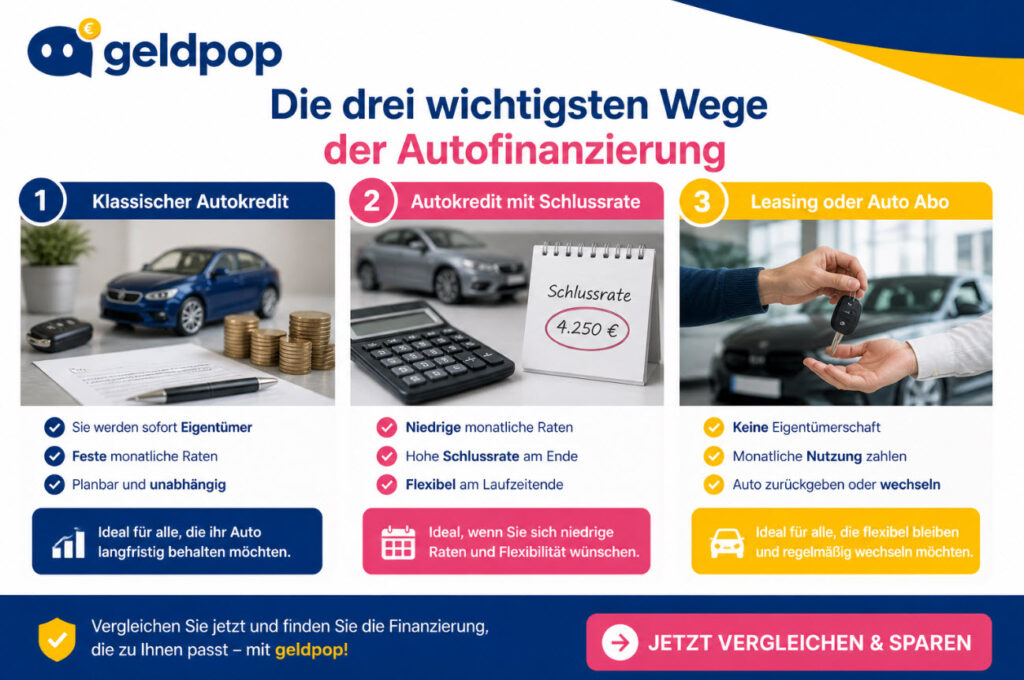 Die drei wichtigsten Wege der Autofinanzierung